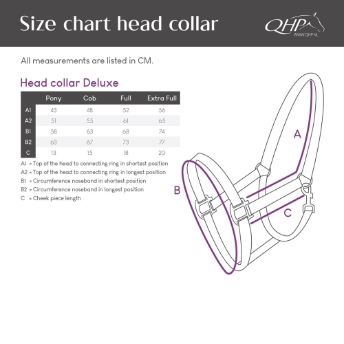 Kantar dla konia QHP Deluxe - tabela rozmiarów