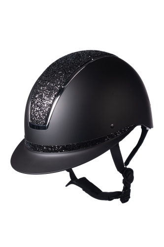 Kask jeździecki z brokatem HKM Lady Shield Elegant w kolorze czarno-srebrnym