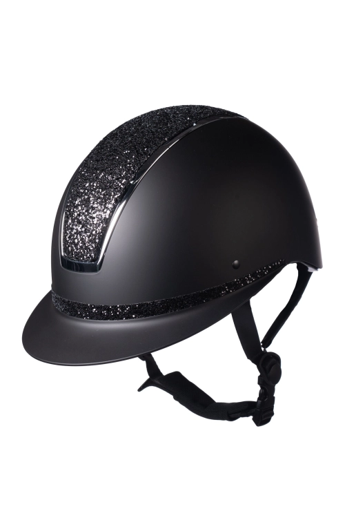 Kask jeździecki z brokatem HKM Lady Shield Elegant w kolorze czarno-srebrnym