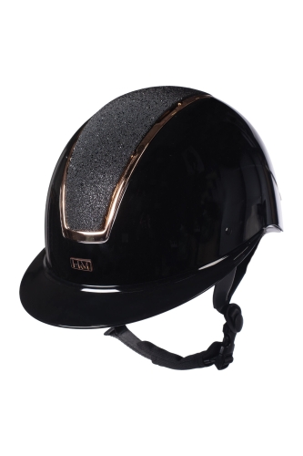 Kask jeździecki z szerokim daszkiem HKM Lady Shield Brillant w kolorze czarnym/rosegold