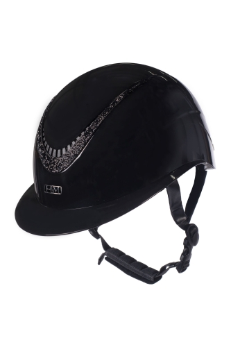 Kask jeździecki z szerokim daszkiem HKM Alarion Brillant w kolorze czarnym