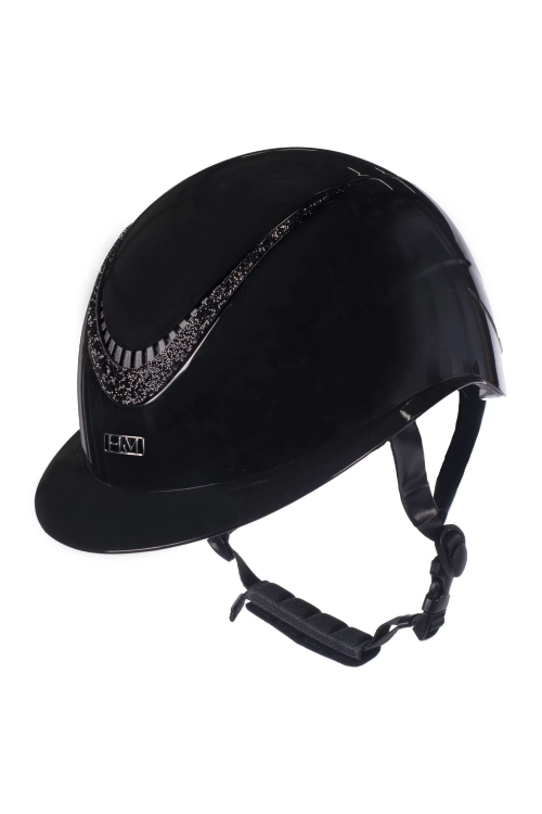 Kask jeździecki z szerokim daszkiem HKM Alarion Brillant w kolorze czarnym
