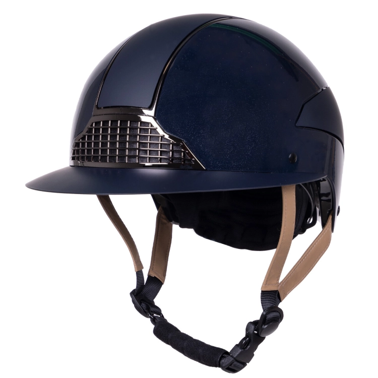 Kask jeździecki z błyszcząco-matową skorupą QHP Miami w kolorze granatowym