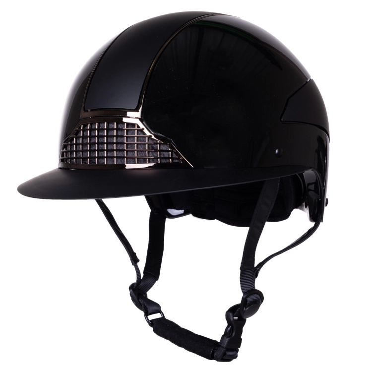 Kask do jazdy konnej z szerokim daszkiem QHP Miami w kolorze czarnym