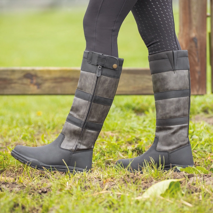 Buty stajenne wodoodporne QHP Daan w kolorze czarnym