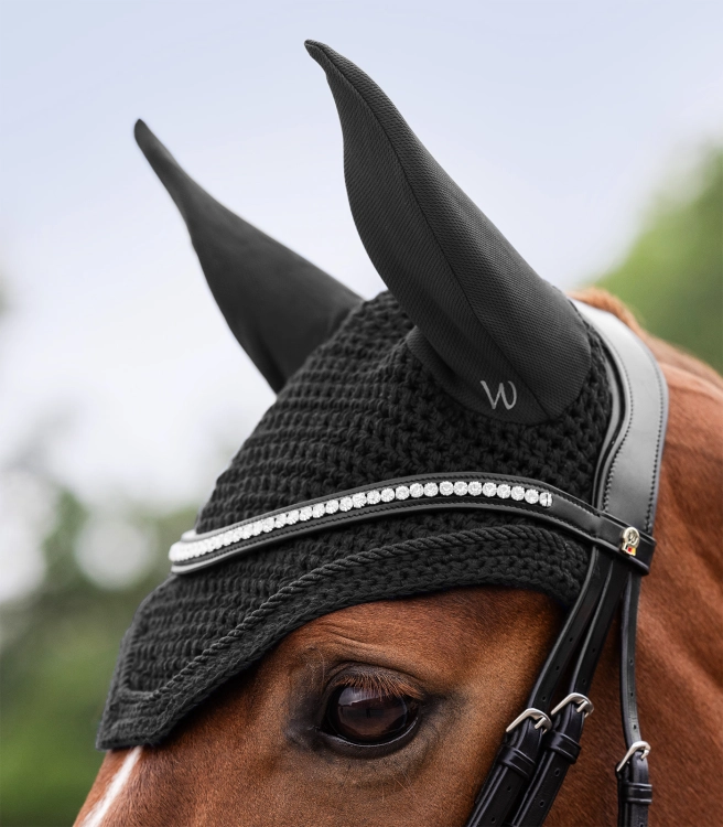 Czarne nauszniki dla konia Waldhausen Basic