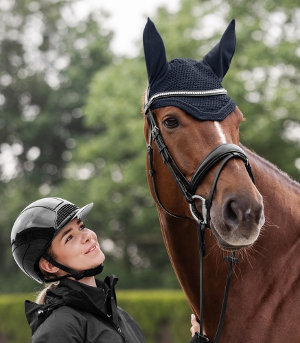 Granatowe nauszniki dla konia Waldhausen Basic