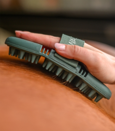 Zgrzebło do masażu dla konia Waldhausen Flex Massage w kolorze zielonym