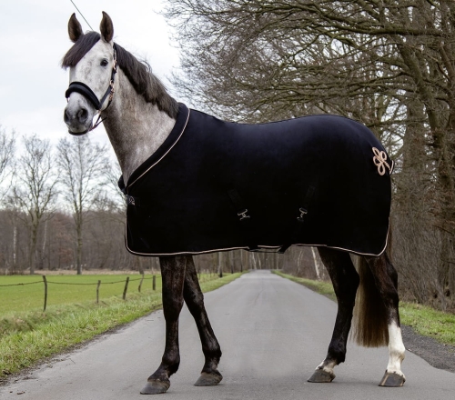 Derka polarowa HKM Glamour w kolorze czarnym / rosegold na koniu