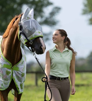 Koszulka jeździecka polo bez rękawów HKM Catherine w kolorze pistacjowym