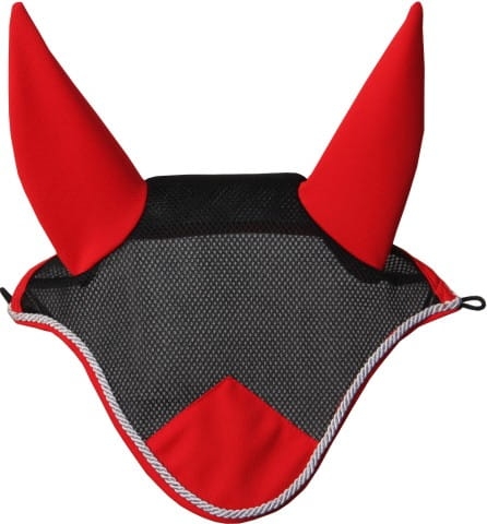 Nauszniki dla konia York Air Mesh w kolorze czerwono - czarnym